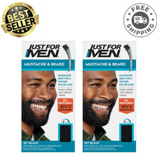 Pack of 2 Just For Men Beard Color Dye, Jet Black M-60, Keratin Biotin Aloe