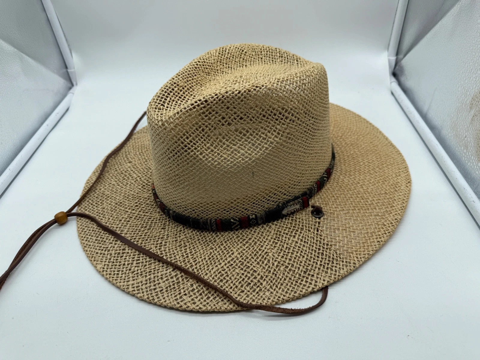 NEW ONE STETSON OSFLTI MENS STRAW HAT WITH LEATHER STRAP NATURAL UPF 50+ S/M/L