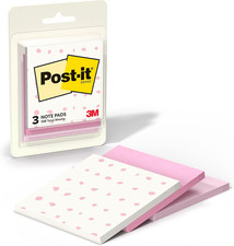 Post-it Polished Patterns Sticky Notes 3x3 Inch 3 Pack Bubble Blush