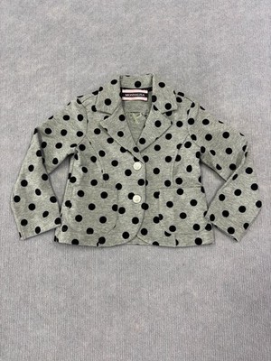 Monnalisa Daffy Duck Blazer Toddler Girls 2 Grey Polka Dot Notch Single Breasted