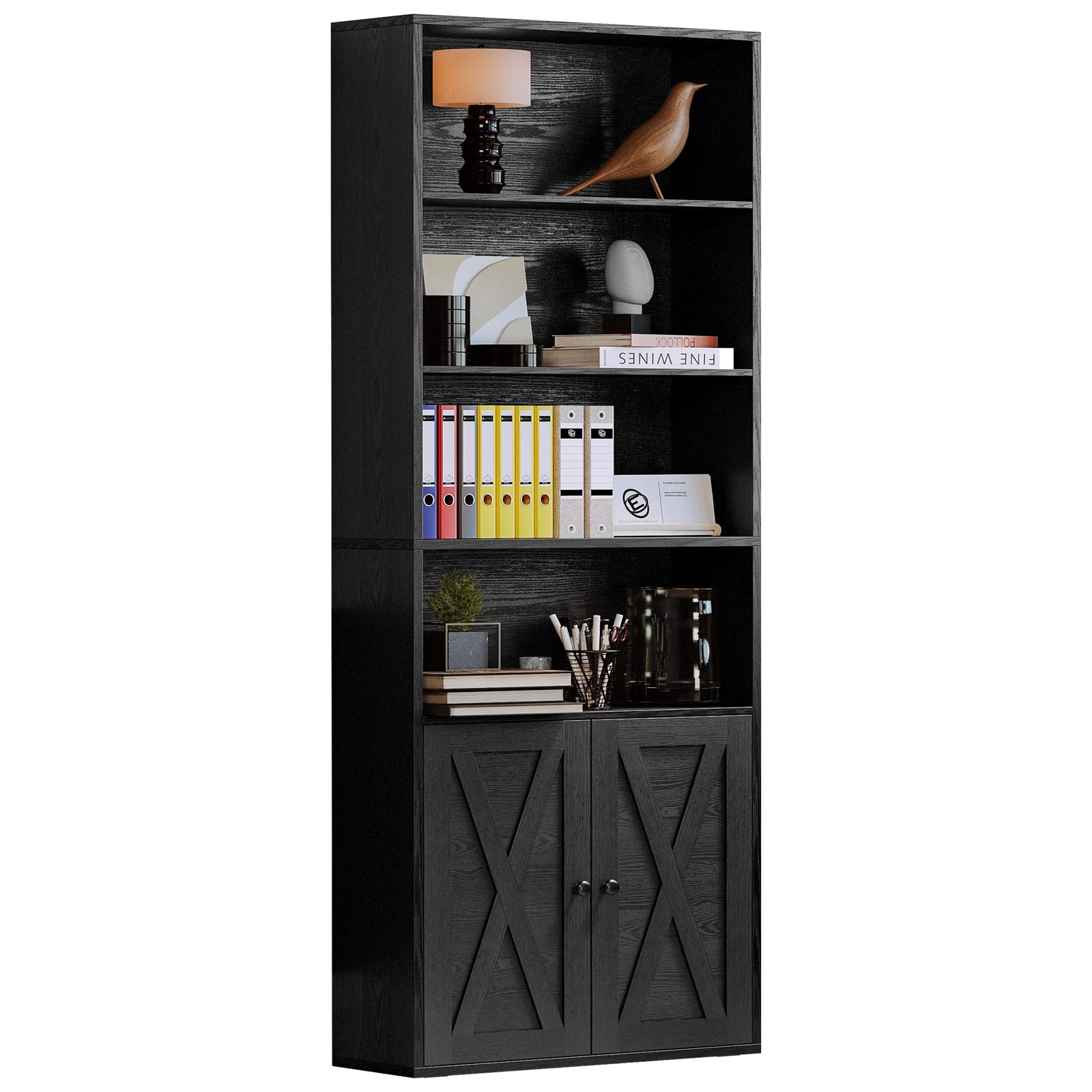 With Doors Floor Standing 6 Shelf Displa...