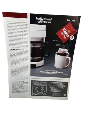 1993 Folgers Coffee Singles Ad Freshly Brewed For One Vintage Print Advertisemen
