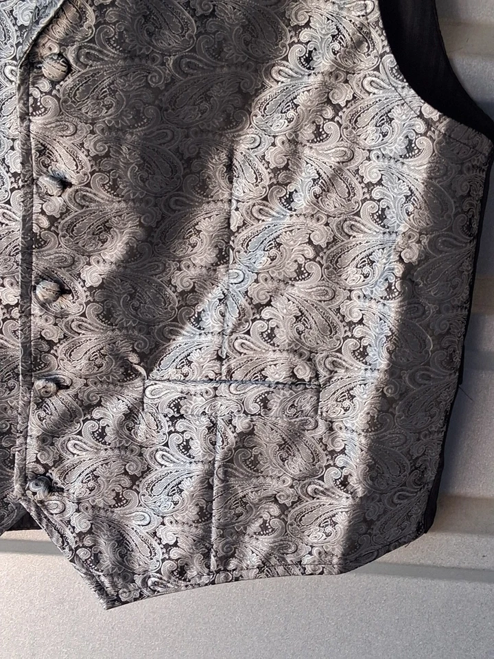 Chaleco vaquero occidental Scully para hombre cachemir plateado/negro talla mediana  Foto 4 de 4