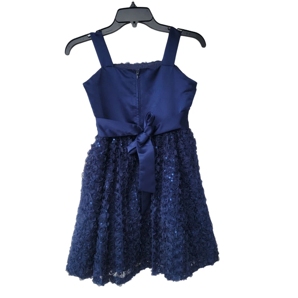 ⭐Vestido formal de fiesta de terciopelo y satén Ediciones Raras azul marino talla 10 niñas Nuevo⭐ Foto 2 de 4