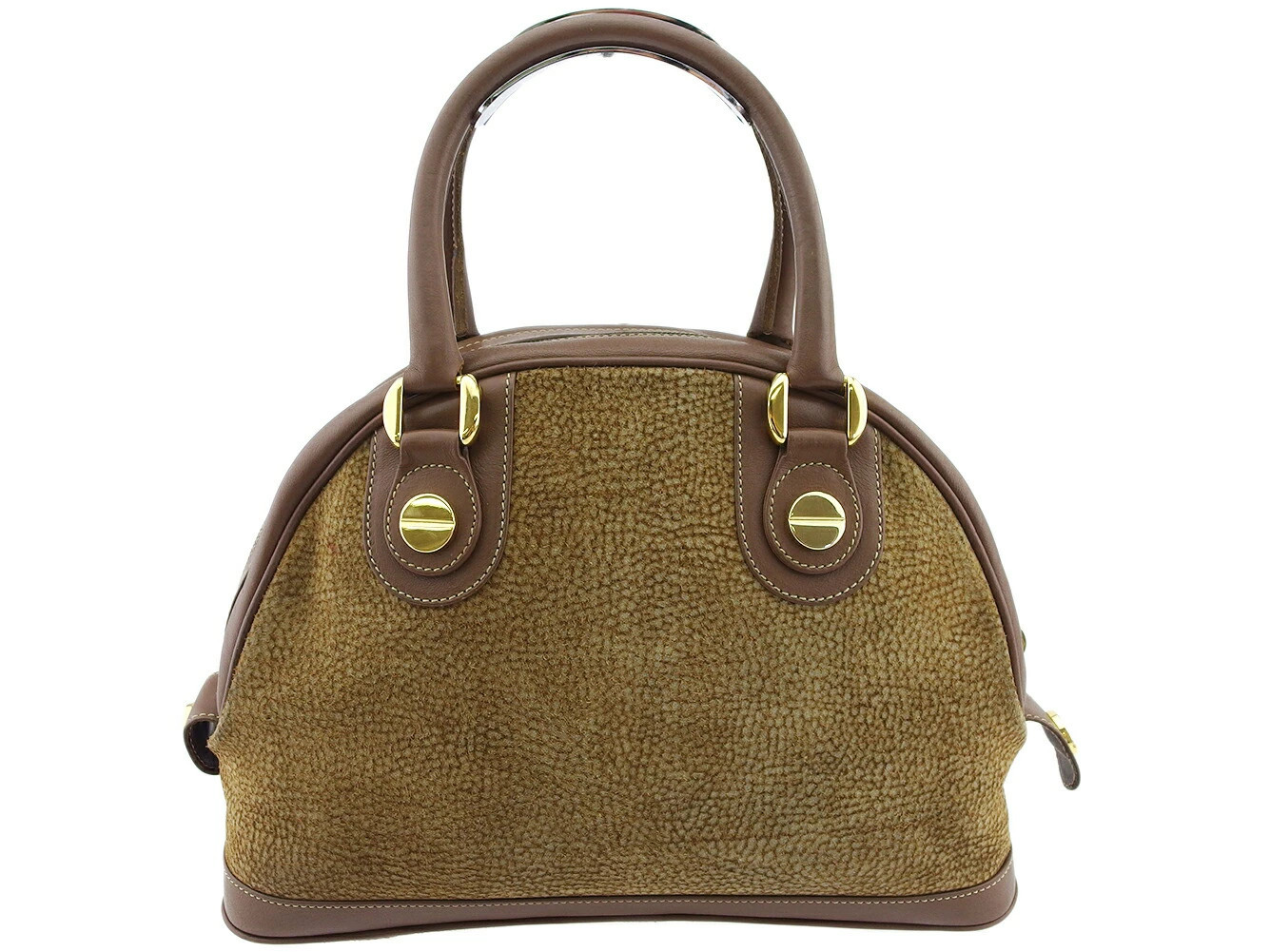 Borbonese Handbag, "Olio" Pattern, with Redwall T… - image 2