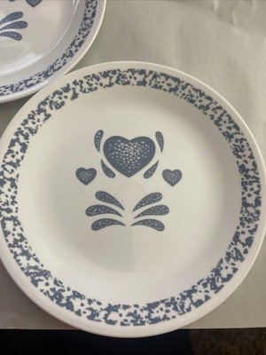 1 Corelle by Corning Sponge BLUE HEARTS 7¼'' Dinner Dessert Salad Bread Plate