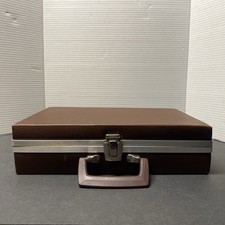 Vintage Brown Hard Cassette Carry Case Briefcase Holds 30 Tapes