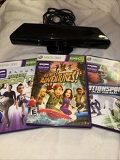 Microsoft Xbox 360 Kinect Motion Sensor Plus 3 Games Bundle Lot