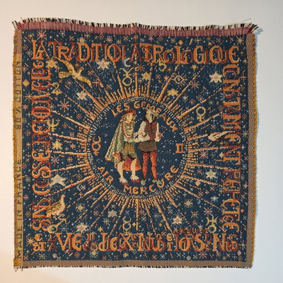 #ad #ad 14x14 Handmade Vintage Gemini Zodiac Air Mercury Celestial Tapestry 1990s French $40.00