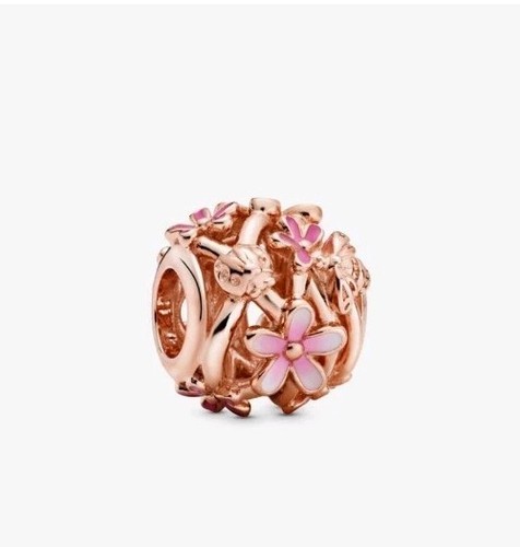 New Genuine Rose Gold and Pink Daisy Charm