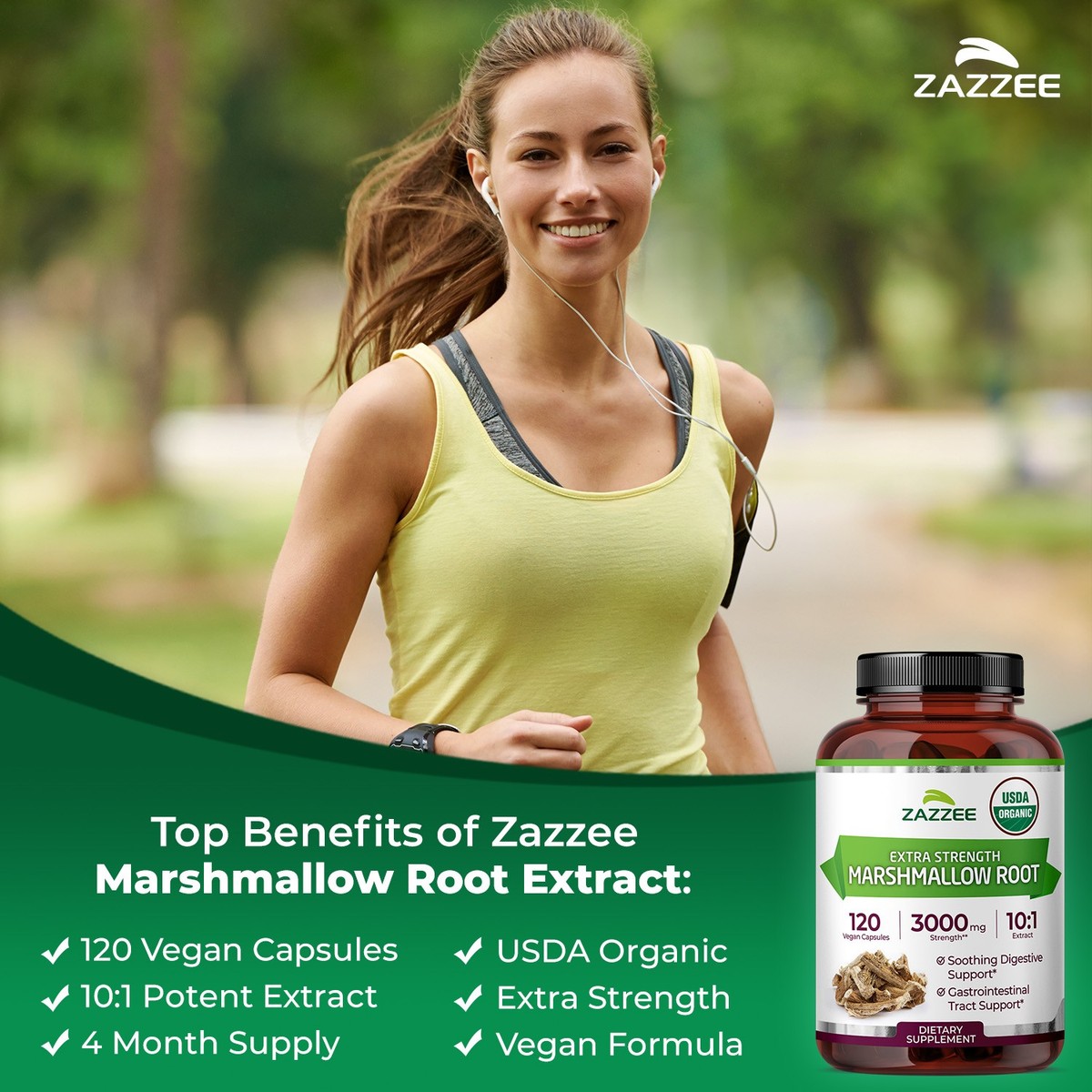 USDA Organic Marshmallow Root 10:1 Extract, 3000 mg Strength, 120