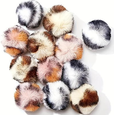 3pcs Leopard Print Plush Cat Toy Balls Interactive Pet Play Set Toy Ball - NEW