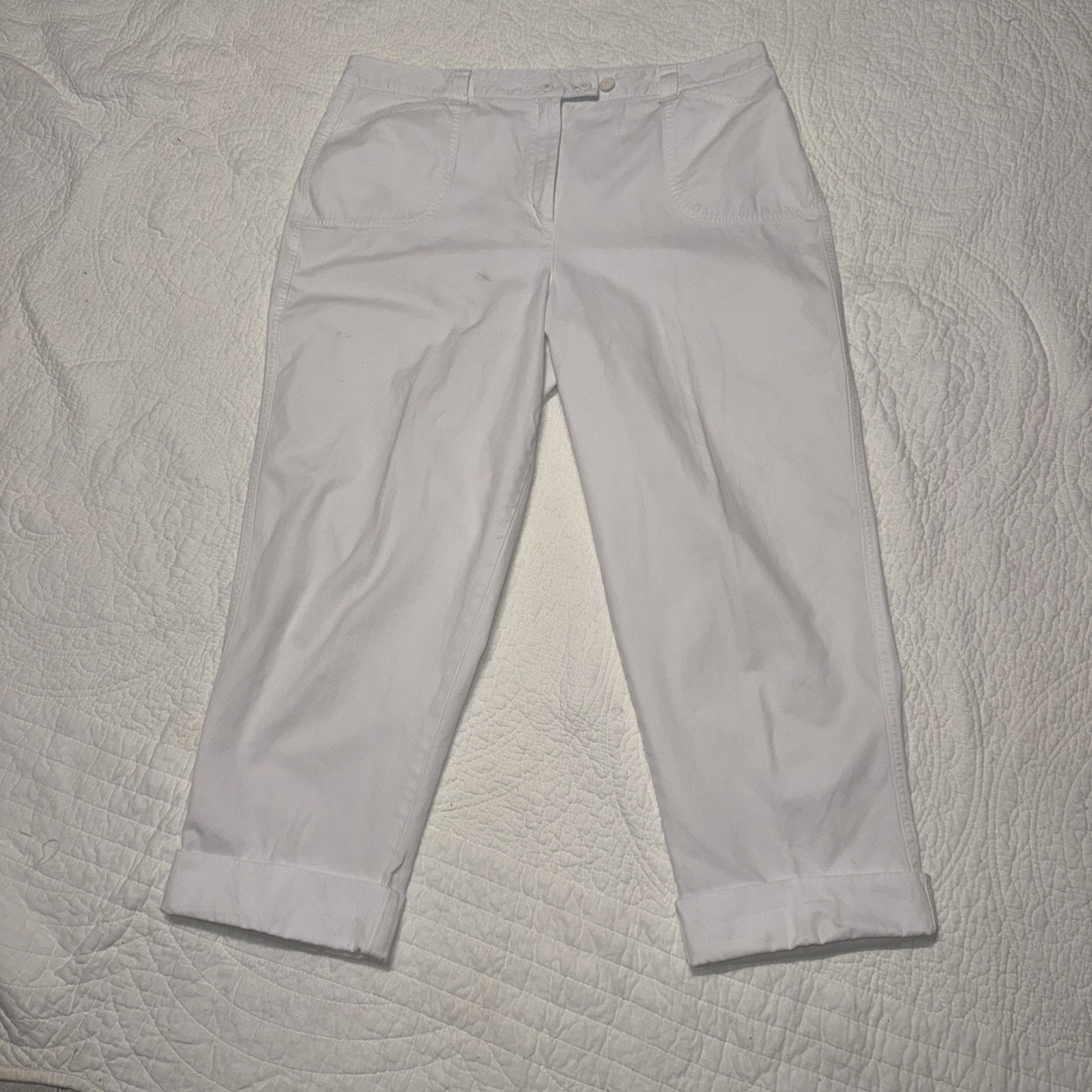 Talbots White Pleated Pants Button Zip Pockets So… - image 1