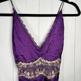 Dreamgirl Lingerie Romper Purple Satin & Lace Corset Lace Up Romantic Sexy XL