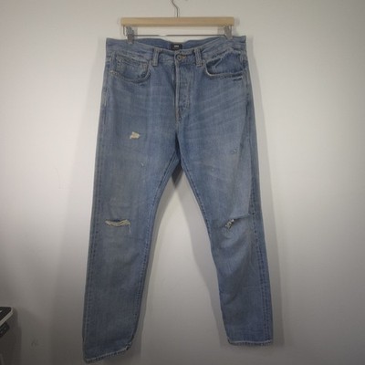 Men s Edwin ED-80 Slim Tapered Selvedge Japanese Denim Jeans W34/L32 Distressed
