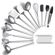 Kitchen Cooking Utensils Set 26 Pieces Stainless Steel Heavy Duty Tool Spatula