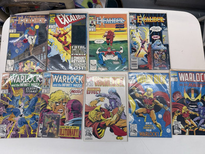 Vintage Lot Of 9pc Marvel Excalibur, Warlock, Comic Books