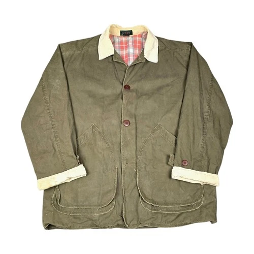 VTG J Crew Oarsman Jacket Mens Medium Field Barn Chore Corduroy Green Blanket