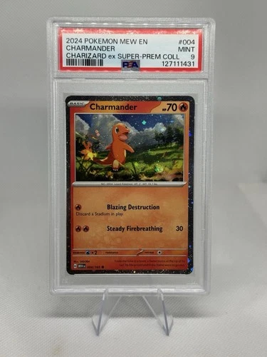 2024 POKEMON MEW EN-151 CHARIZARD EX SUPER-PREM COLL #004 CHARMANDER PSA 9