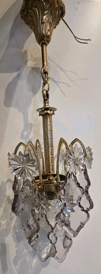 Lustre Pampilles Ancien XIXe Style Église - Photo 2/4