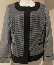 ANN TAYLOR Womens Black White Career Blazer Jacket Shirt NWT 169 - Sz 8