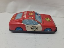 Vintage Tin Litho Friction Fire Department Car Plastic Base