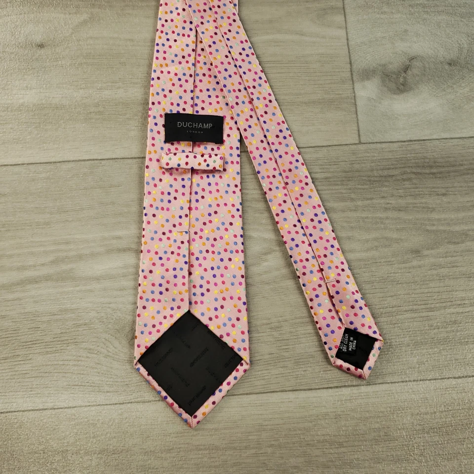 Мужской дизайнерский галстук Duchamp London розовый многоцветный в горошек геометрический шелк - Изображение 3 из 4