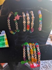 Homemade, Hand Strung, Rave Kandi, Kandi Bracelets. Random Wording Set Of Five.