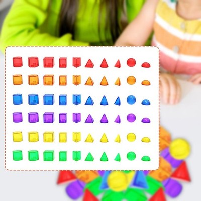 60 Stck. 3D Form Geometrische Volumenkörper Muster Blöcke Kegel Lehrmittel Mathematik