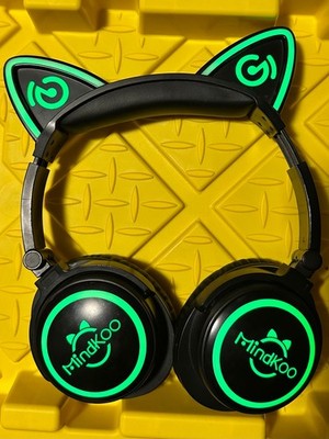 MindKoo Cat Ear Bluetooth Headphones with Microphone, LED Light Up Over Ear Head