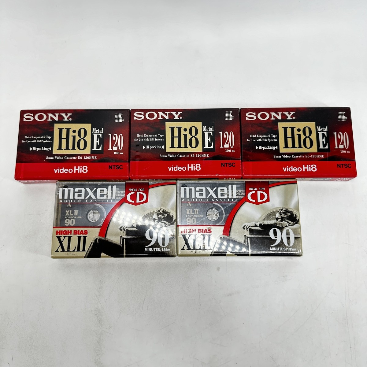 Vintage Sony Hi8 Metal E 120 Video Tape Japan Maxell XLII 90 High