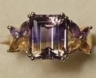 Vtg Sheila Fleet Dearness SD 925 14kt Vermeil Ametrine Statement Ring Sz8 5.2gr