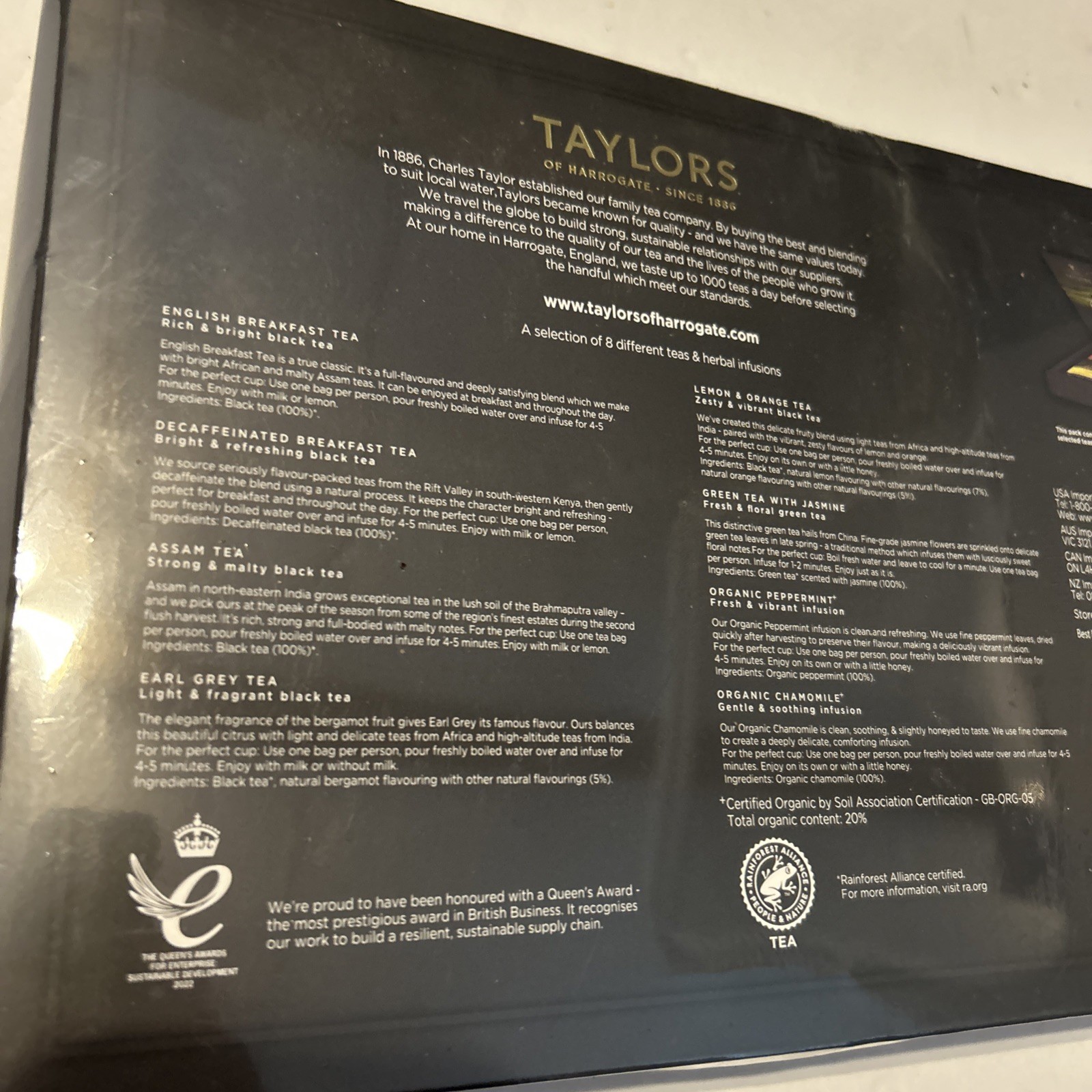Taylors of Harrogate Assorted Specialty Teas Box 48 count 08/26 Tea Sample Pack