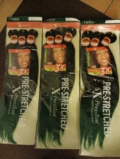 3P23.Black/Green Tip.Lot3 Packs. Outre X-Pression. Pre-stretched. 100 Kanekalon