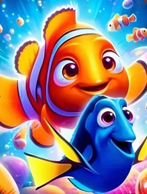 Findet Nemo und Dorie Diamant Kunst/Malerei 30x40 Rundbohrer