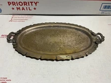 Silver On Copper Antique Engraved 9 1/2” Platter