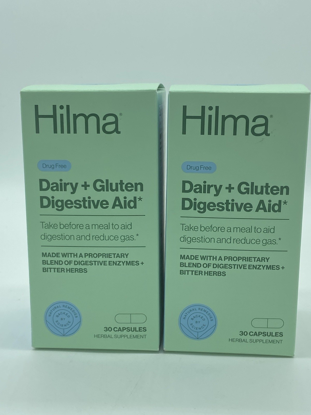 (2) Hilma Dairy + Gluten Digestive Aid, Enzymes, Vegan 30 Caps - Exp. 01/26