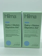 (2) Hilma Dairy + Gluten Digestive Aid, Enzymes, Vegan 30 Caps - Exp. 01/26