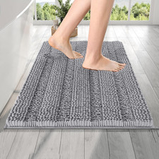 Thick Bathroom Rugs 24X16, Extra Soft Absorbent Chenille Striped Bath Rugs, Rubb
