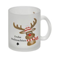 Weihnachten Glas Tasse Mit Rentier Und Spruch - Frohe Weihnachten
