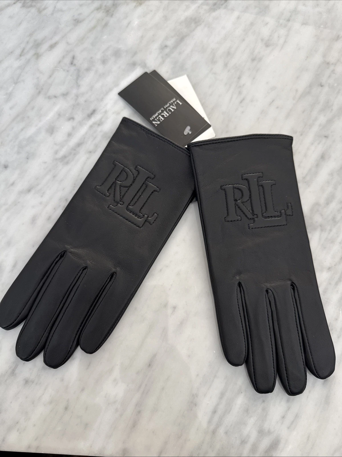 BNWT Logo-Embossed Sheepskin Tech Black Size L Gloves. £119