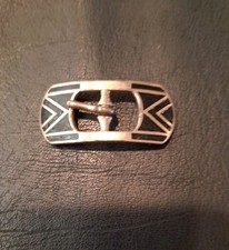 Antique Art Deco Belt Buckle Silver Black Enamel Small Art Deco Belt Buckle