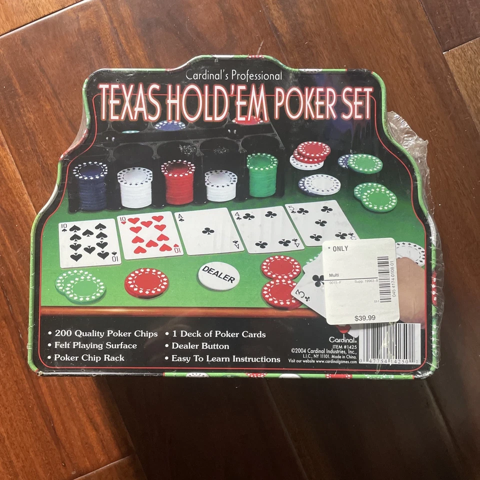 Texas Hold'em Poker Game Set Chips Rack Cards Dealer Button Felt Playing Surface - Image 2 of 4