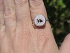 Handmade Sterling Silver Bee 925 Ring,  Upcycled Ceramic China Plate Jewelry 