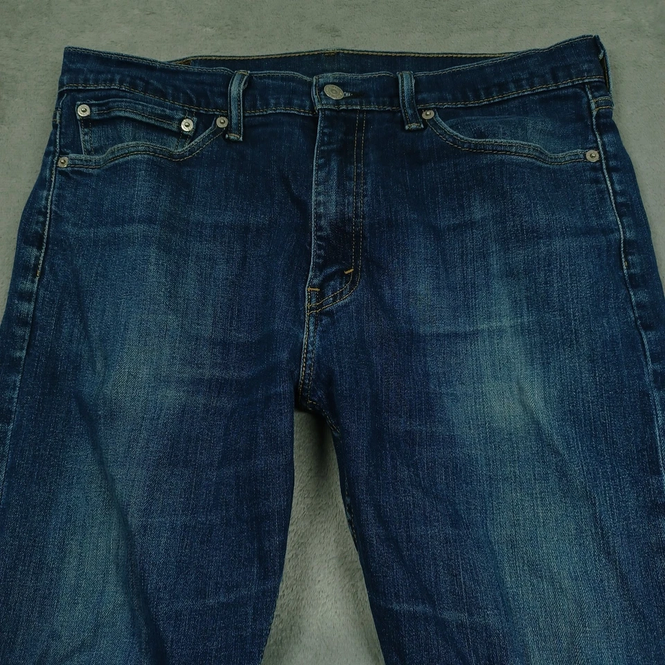 Pantalones de mezclilla Levis 513 para hombre 34x30 azul ajustados rectos desgastados informales Foto 2 de 4