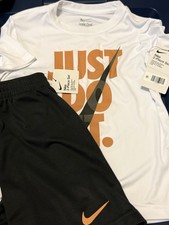 NWT 2pc Nike White Gray Shirt  Shorts Set sz 6 - 7 yrs