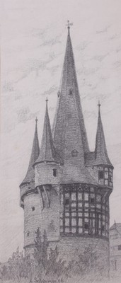 August Schirmer (1860 - ?) - Neustadt Junker Hansen Turm Lithographie 1906