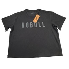 New Nobull Crop Top Women's Small Black Cotton Stretch Boxy Tee Gym Activewear