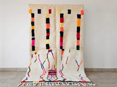 Luxury Moroccan Beni Ourain Rug Color Multicolor Handmade Area Design Carpet Rug
