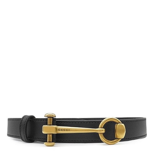 Gucci Belt Authentic Horsebit Skinny Leather Black Size 80 32 From Japan